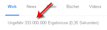Количество найденных сайтов по запросу в поисковой системе Google